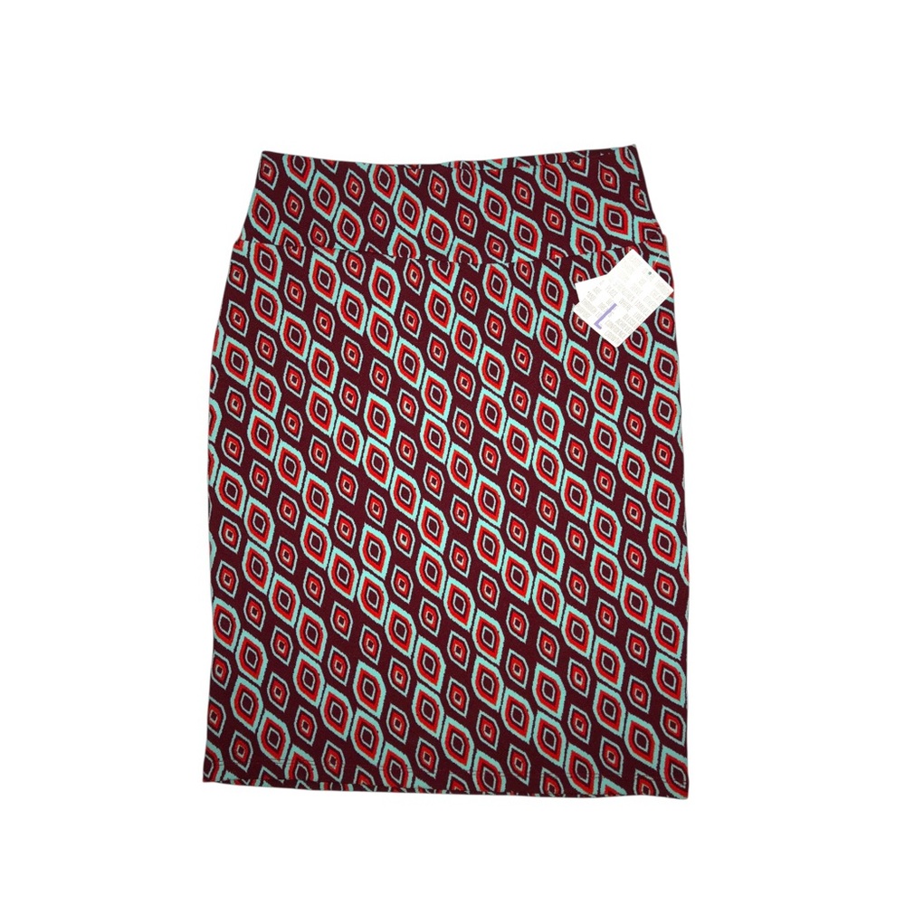 LuLaRoe Cassie Red and Blue Knee-Length Pencil Skirt
